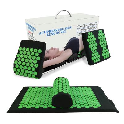 China Sponge Thicken Organic Cotton Body Foot Massage Acupuncture Mattress Yoga Acupressure Mat And Pillow Set Shakti Mat akupressurmatte for sale