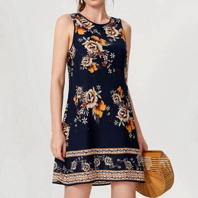 China Floral Print Anti-Static Sleeveless Dress for sale