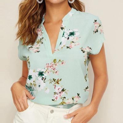 China Wholesale Ladies Anti Shrink Shirts Floral Print Woman Blouses for sale