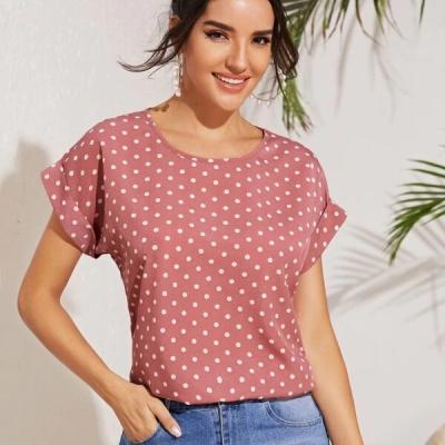 China Anti-pilling Polka Dot Shirts Batwing Sleeve Ladies Women Blouses for sale