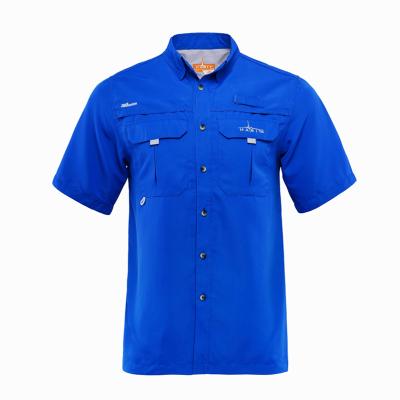 China Wholesale Custom Pocketed Fishing Nylon Fishing Shirt Antibacterial Button Down Shirts Short Sleeve UV Protection Shirt for sale