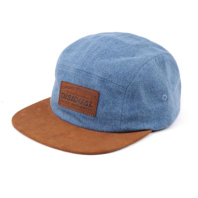 China COMMON customized patch embroidery denim cotton five panel leather camping hat design your own 5 panel hat for sale