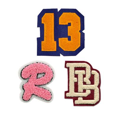 China 3D Customized Numbers Logo Embroidered Chenille Embroidery Letters Patches For Clothes for sale