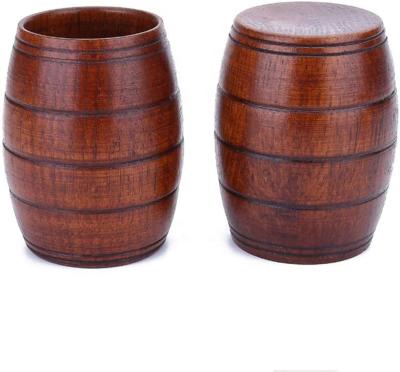 China Universal Wooden Barrel Shaped Beer Mug, Classic Natural Handmade Solid Wood Drinks Mug for Coffee, Hot Drinks, Milk, Wine for sale