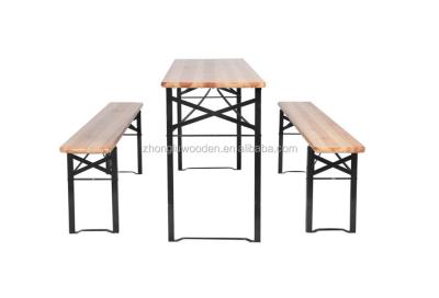 China Eco-freindly CXZD17031 6ft Picnic Wood Folding Table Set With Benches Solid Wood Folding Table And Chair Set for sale