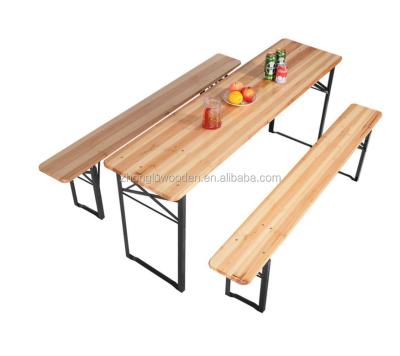 China Eco-freindly CXZD17030 3 PCS Beer Table Bench Set Folding Wooden Top Picnic Table for sale