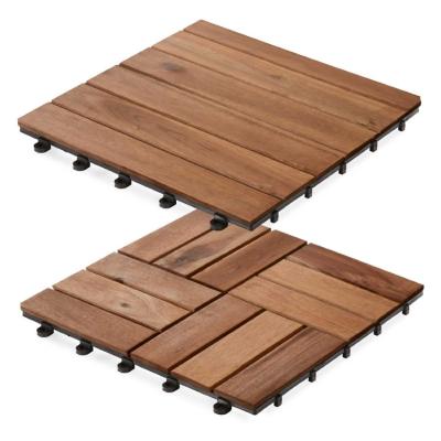 China Garden Ourdoor DIY Acacia Wood Floor Tiles in 9pcs Finish Solid Wood Oiled Set for sale