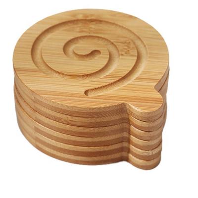 China Factory Price Bar Coaster Drinks Coaster Table Eco-Friendly Round Sustainable Wood Cup Mat Heat Resistant Solid Wood 6 Packs Set With Stand for sale