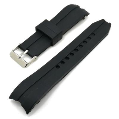 China New Silicone 22mm Black Rubber Band PU Watch Band Men's Silicone Waterproof Rubber Watch Strap for sale