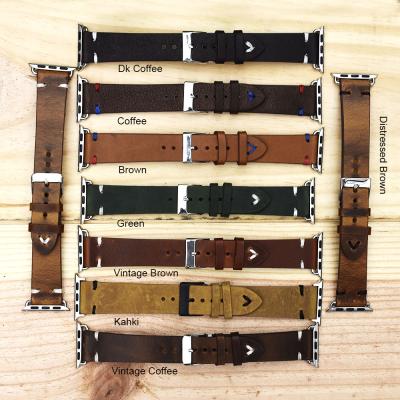 China Handmade Quick Release Leather Pin Genuine Leather Watch Strap 20/22mm Replacement Vegan Leather Watch Band for sale