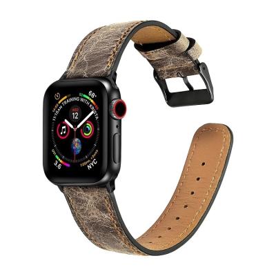 China Fabric Replacement Genuine Leather Watch Band For Apple Watch 38/40/42/44mm Leather Watch Strap for sale