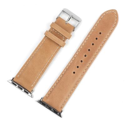 China Retro Watch Band Piece Custom Logo Leather Watch Strap Khaki Watch Band With Buckle for sale