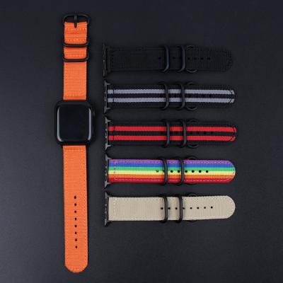 China Colorful Nylon Fabric Canvas 22mm Watch Bands Black ZULOU Rings Smart Watch Straps With Connectors 38/40mm 42/44mm for sale