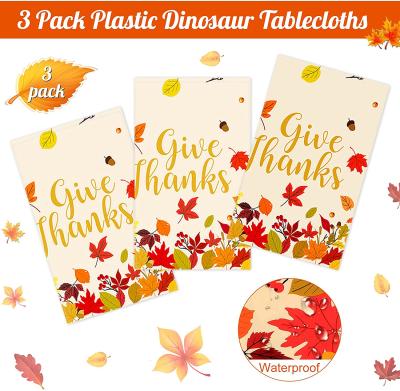 China Peva Leaf Autumn Tablecovers For Thanksgiving Party Decorations Give Thanks Tablecloths Plastic Waterproof Table Covering Autumn Leave for sale