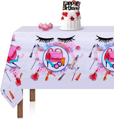 China PE spa makeup tablecloth party supplies, disposable SPA makeup and decorations, spa makeup table cover for spa day make up theme for sale