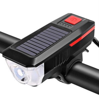 China Bike Accessories Outdoor Cycling Lights Bicycle Mount Rechargeable Solar Powered Headlight With Horn for sale