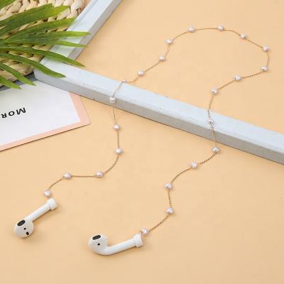 China For Earphone New Arrival Anti-drop Designer Erapod Chained 2022 ABS Beads Copper Earphone String Rope Chain For Airpods for sale