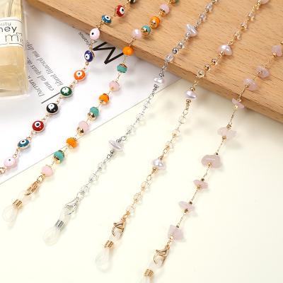 China Fashionable Colorful Glass Metal Copper Alloy Eye Wear Chains Accessory Easy Crystal Sunglasses Chain Jewelry Gift for sale