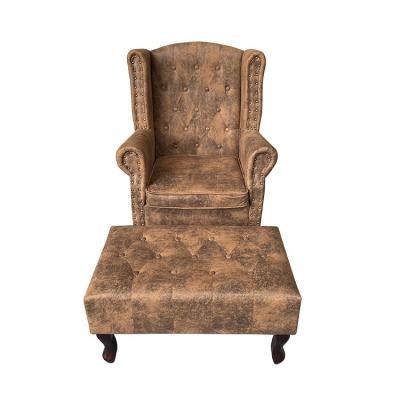 China (Other) Adjustable Button Adorned Chesterfield High Back Wing Chair With Ottoman for sale