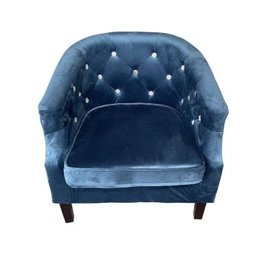 China (Other) Blue Velvet Adjustable Buttons Tufted Tub Chair Armchair For Living Room for sale