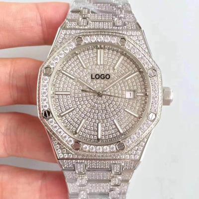 China Automatic Date Japan Luxury Stainless Steel Full And All Iced Out Diamonds Watches For Men for sale