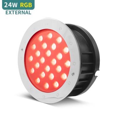 China External Theme Park 24W DC24V SS316L RGB Control Around Recessed Led Swimming Pool Underwater Lights for sale