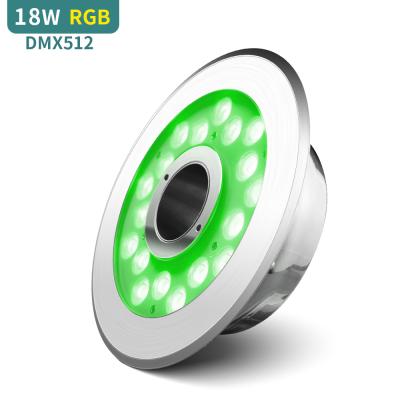 China DC24V 18W Garden Bottom LED RGB DMX512 Water Control 316L SS Garden Landscape Lamp Fountain Light for sale