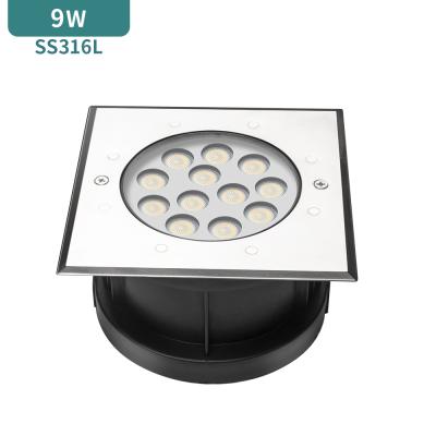 China HOT SALES LANDSCAPE square ip68 recessed led inground light for garden underground light led Inground outdoor waterproof 9W 230V for sale