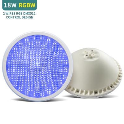 China Swimming Pool 18W 12v RGBW Control IP68 Two Wire Structure Waterproof Design DMX Led Swimming Pool Light for sale