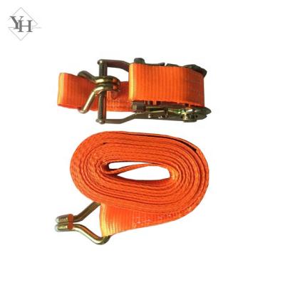 China Polyester Customized Cargo Lashing Belt 38mm Ratchet Link Straps 2000kgs 2m 3m 4m 5m 6m 8m Down With Double J Hook for sale