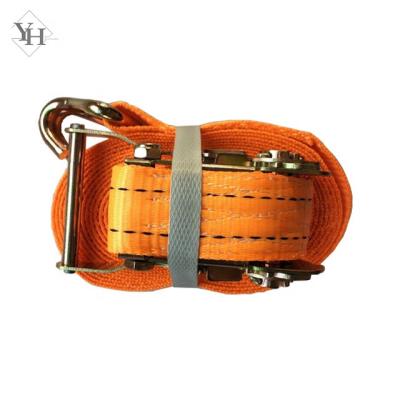 China Wholesale Custom 38mm Ratchet 2000kg Cargo Polyester Lashing Straps Tie Down Lashing Belt With Double J-Hook for sale