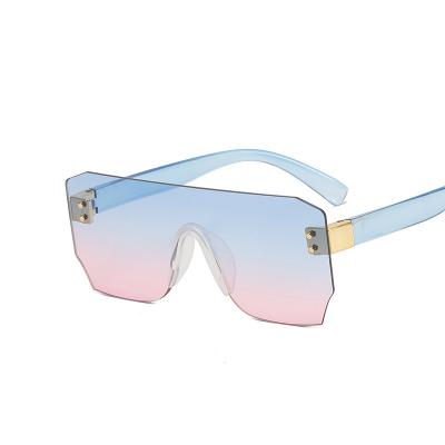 China European and American 2022 new fashion children's lens ocean fashion one-piece sunglasses personalized children's rimless sunglasses for sale