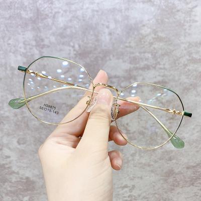 China New Anti Mirror Street Fshion Travel Retro Light Flat Unisex Fashion Trend Blue Round Frame Metal Reading Glasses for sale