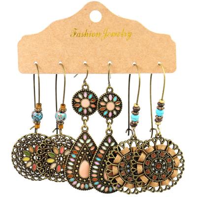 China BOHEMIA Metal Drop Earrings Long Tassel Stud Earrings Round Vintage Large Size Ethnic Women Geometric for sale