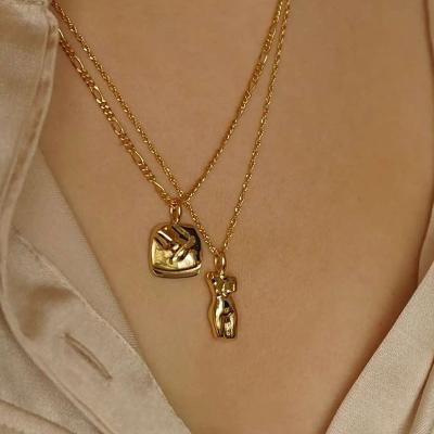 China FASHIONABLE Gold Plated Simple Face Necklace Number Stainless Steel Gold Stainless Steel Necklace Women Creative Gift for sale