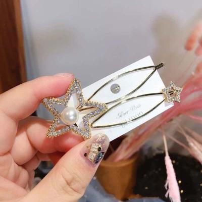 China Colored Hair Pin Hollowing Single Star Metal Rhinestone Hair Clip Hair Clip Hair Accessories Girl Diamond Hair Clip for sale