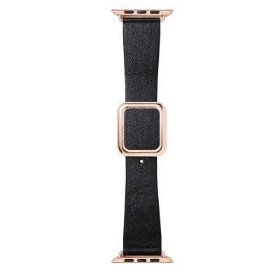 China Water Resistant Strap For Iwatch Se 5 6 4 3 2 1 Strong Multi Buckle Apple Watch Band Style Customized Leather Strap for sale