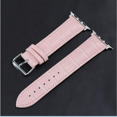 China New Design Water Resistant Retro Knot Pattern Apple Watch Bamboo Accessories Leather Bands iwatch Thick Genuine Leather Strap for sale