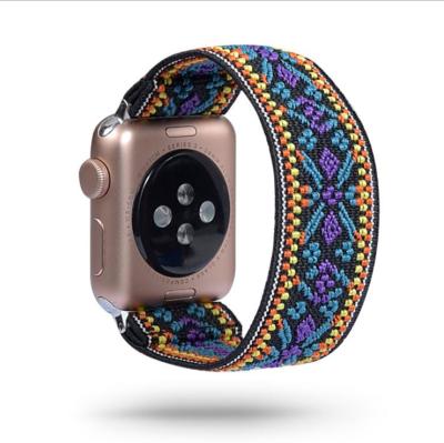 China Washable Suitable For New iWatch Watch Strap Apple Watch Strap Jacquard Nylon Elastic Band Nylon Watch Strap for sale