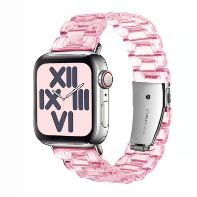 China New Water Resistant Resin Suitable Watch Band For Apple Watch 5 Band 44mm Transparent Steel Watch Band 40mm For Iwatch 4 Series 5 3/2/1 for sale