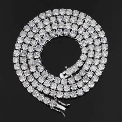 China Diamond Bling Iced Out Hip Hop Zircon Tennis Hot Hop Jewelry 3mm 4mm 5mm Copper Clasp Spring Hiphop Jewelry 3mm 4mm 5mm Chain Necklace for sale