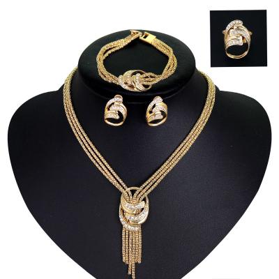 China Latest Vintage Design 18k Gold Plated Wholesale Artificial Diamond Jewelry Set //Jewelry Set for sale