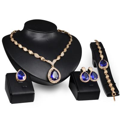 China Vintage Jewelry Dubai Newest Gold Plated Gemstone Charm Women Jewelry Sets for sale