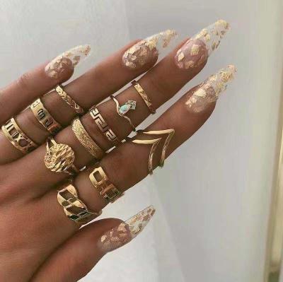 China 2022 New 11 Pcs Boho Rings Gold TRENDY Hollow Cut Out Ring Set Hand Accessories Jewelry For Women And Girls for sale