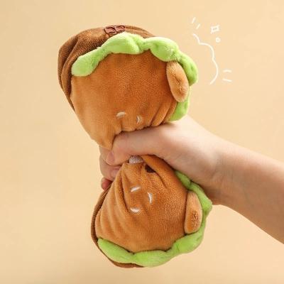 China Office School Cute Winter Kawaii Doll Plush Hamburger Dog Pencil Bag Student Stationery Pencil Bag Large Capacity Storage Bag School Supplies for sale