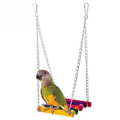 China Playing Colorful Cat Toys Parrot Hanging Bridge Swing Parakeet Cockatiel Bird Hanging Bridge Support Bite Funny Bird Toy Toys Pet Supplies for sale