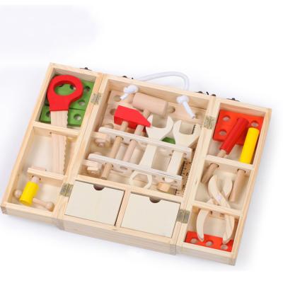 China Wooden Montessori Baby Toys Wooden Maintenance Tool Kit Educational Toys For Children Fit Nut Combination DIY Toys For Children Gift for sale