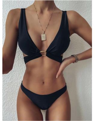 China Women Breathable Swimwear Cut Out Bikini Top Two Piece Girl Swimwear Set Bikini for sale