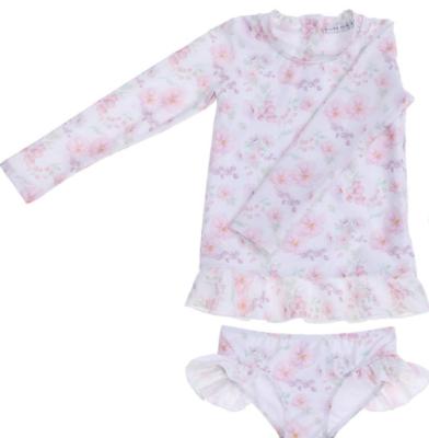 China Wholesale Custom Breathable Little Girls SPF 50 Floral Printed One Piece Swimwear Baby Swimwear With Hats for sale