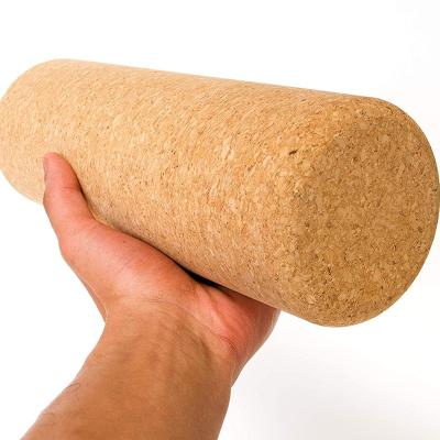 China Factory Supply 100*400mm Natural Material High Density Wooden Cork Yoga Roller Muscle Muscle Massage for sale